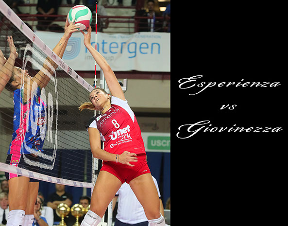 Esperienza vs. Giovinezza Francesca Piccinini mura l'attacco  di Alessia Orro. E' il 10-9 nel tie-break per Novara (Igor Gorgonzola Novara - Unet  E-Work Busto Arsizio 3-